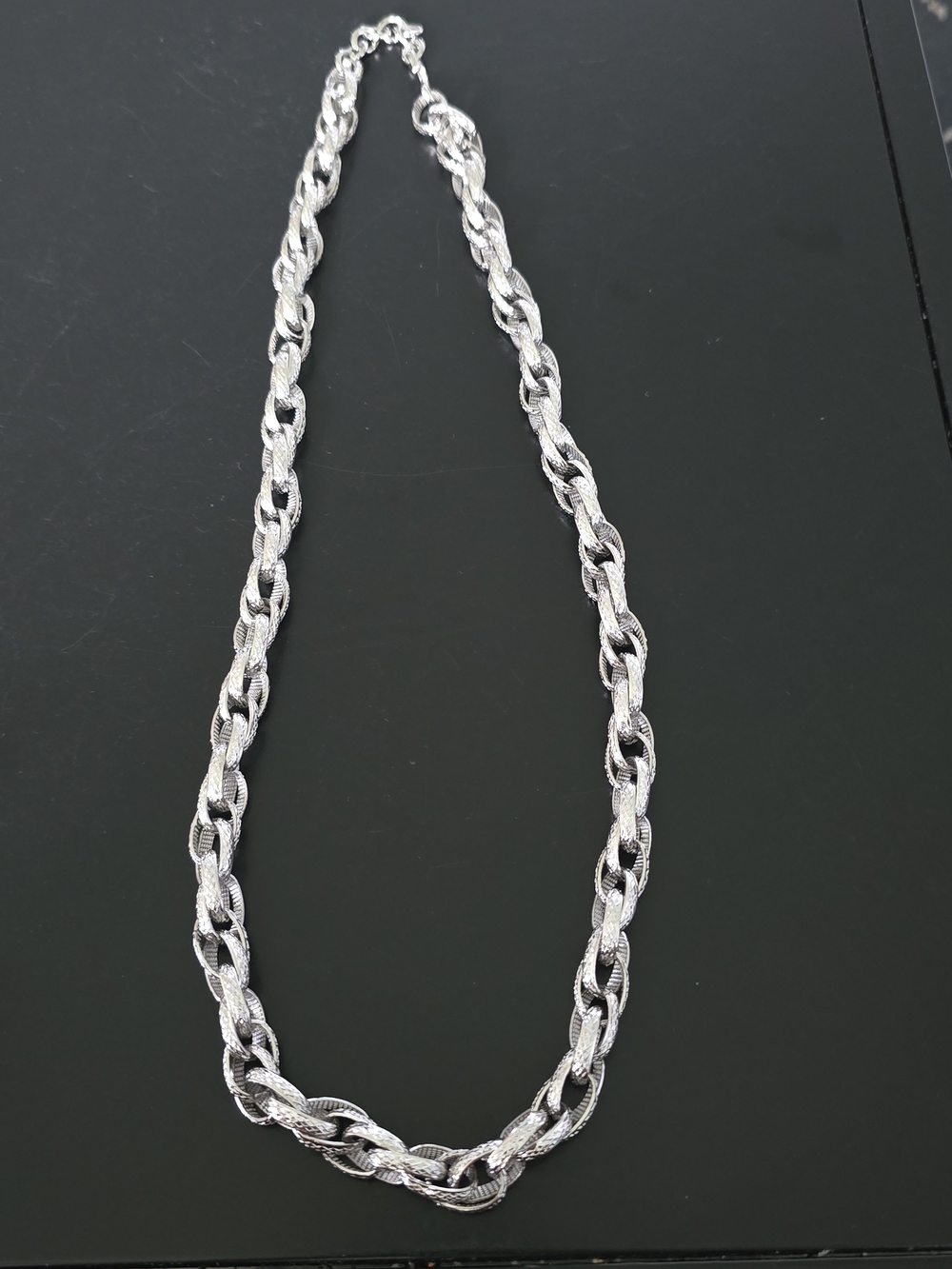 Monet Silver-Tone  Link Necklace 28 Inches Long